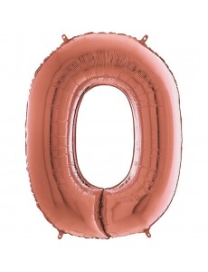 Balão Número 0 Rosa Dourado